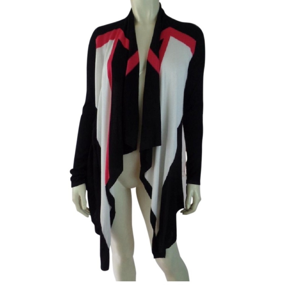INC Sweater S Fine Rayon Knit Open Front HiLo Hem